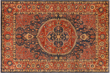 handmade Geometric Kafkaz Chobi Ziegler Blue Rust Hand Knotted RECTANGLE 100% WOOL area rug 10 x 14
